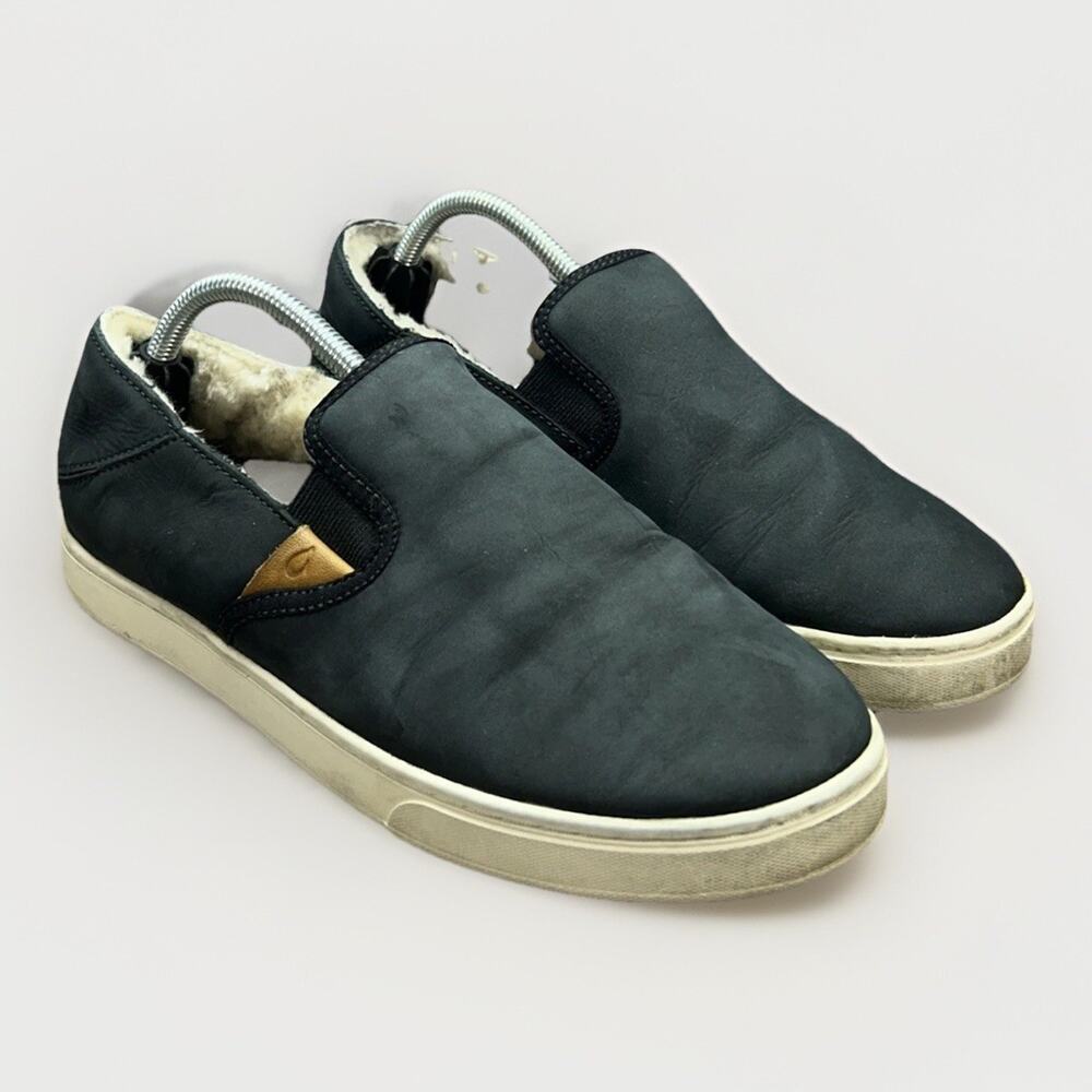 Olukai Shoes Pehuea Heu Slip On Sneakers Suede Leather Shearling Lining Women 7